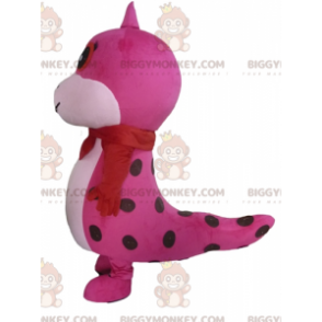 Costume de mascotte BIGGYMONKEY™ de joli serpent rose et blanc