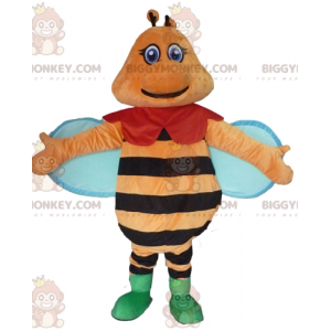 Costume de mascotte BIGGYMONKEY™ d'abeille orange noir et bleue