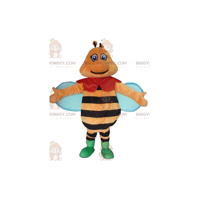 BIGGYMONKEY™ Kleurrijk Oranje Zwart en Blauw Glimlachend Bee