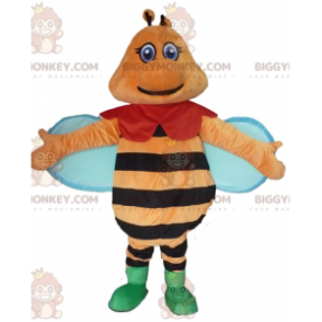 BIGGYMONKEY™ Kleurrijk Oranje Zwart en Blauw Glimlachend Bee