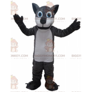 Grau-weißer Riesenwolf BIGGYMONKEY™ Maskottchen-Kostüm -