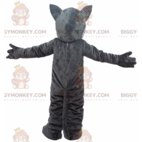 Costume da mascotte BIGGYMONKEY™ lupo gigante grigio e bianco -