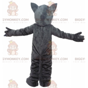 Costume de mascotte BIGGYMONKEY™ de loup géant gris et blanc -