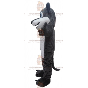 Traje de mascote de lobo gigante cinza e branco BIGGYMONKEY™ –