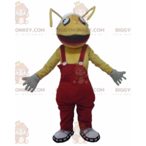 BIGGYMONKEY™ Maskotdräkt Gula myror med röd overall -