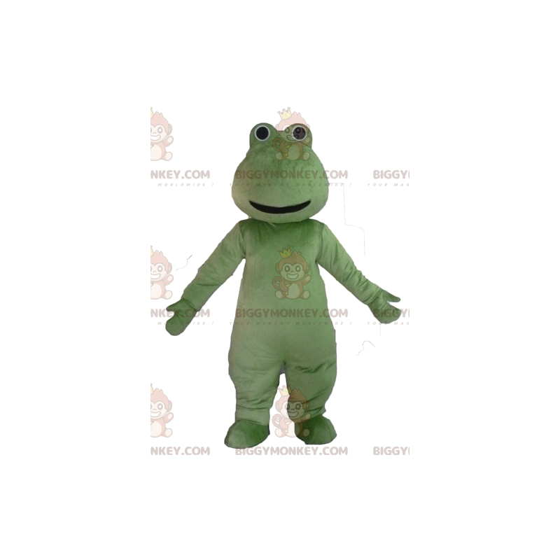 Costume mascotte BIGGYMONKEY™ rana verde molto sorridente -