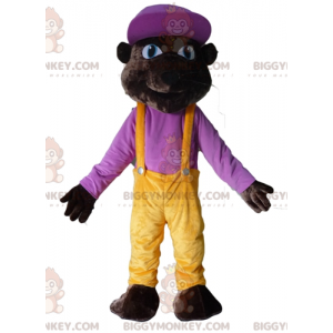 BIGGYMONKEY™ Mörkbrun tigerbjörnmaskotdräkt i färgglad outfit -