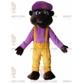 BIGGYMONKEY™ Dark Brown Tiger Bear Mascot Costume In Colorful