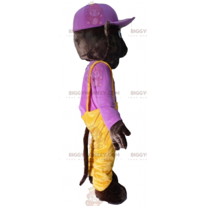 BIGGYMONKEY™ Costume da mascotte da orso tigre marrone scuro in