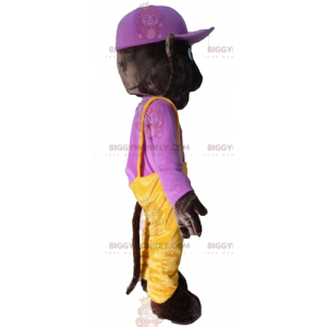 Traje de mascote de urso tigre marrom escuro BIGGYMONKEY™ com