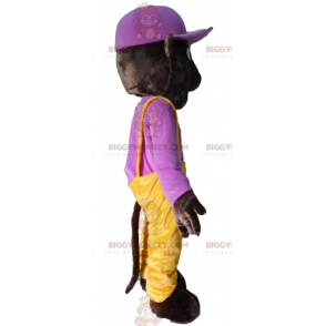 BIGGYMONKEY™ Costume da mascotte da orso tigre marrone scuro in