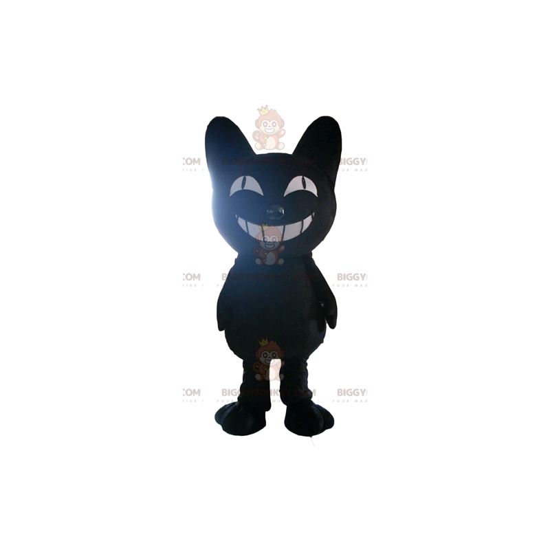 Erittäin hymyilevä paksu musta kissan BIGGYMONKEY™ maskottiasu