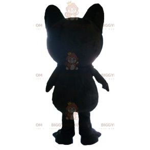 Erittäin hymyilevä paksu musta kissan BIGGYMONKEY™ maskottiasu