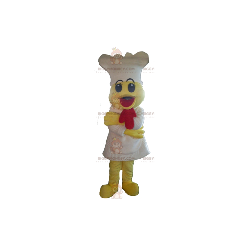 Yellow Chick BIGGYMONKEY™ Mascot Costume with Apron and White