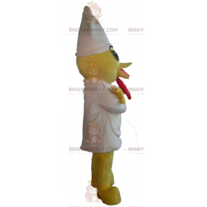 Yellow Chick BIGGYMONKEY™ Mascot Costume with Apron and White