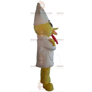 Geel kuiken BIGGYMONKEY™ mascottekostuum met schort en witte