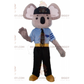 BIGGYMONKEY™ maskottiasu harmaa-valkoinen koala poliisin