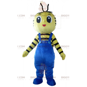 Costume da mascotte BIGGYMONKEY™ ape gialla e nera con tuta blu