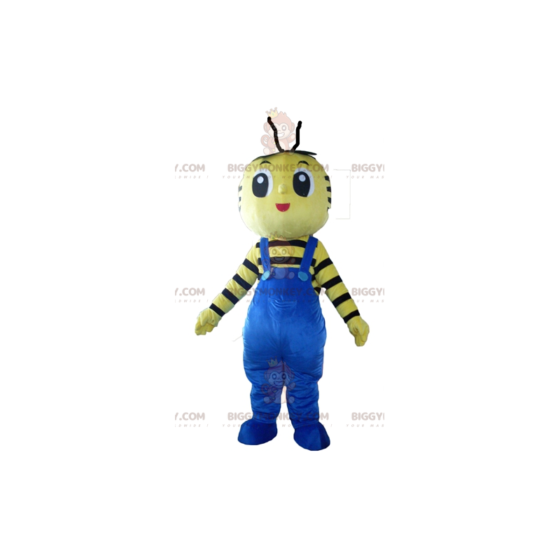 Κίτρινη και Μαύρη Μέλισσα BIGGYMONKEY™ μασκότ στολή με μπλε