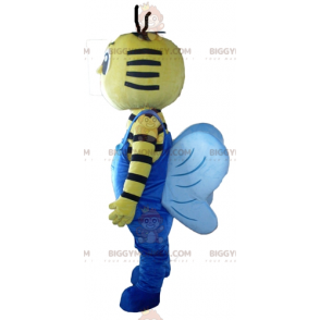 Kostým maskota žluté a černé včely BIGGYMONKEY™ s modrým