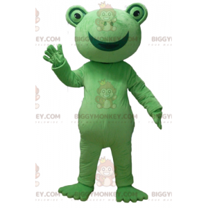 Costume mascotte BIGGYMONKEY™ rana verde molto sorridente -