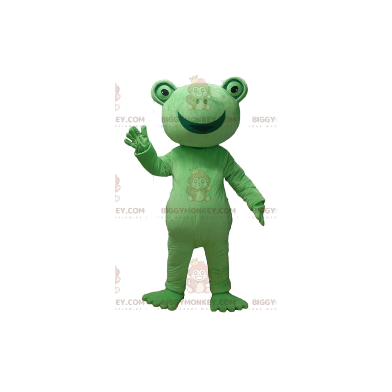 Very Smiling Green Frog BIGGYMONKEY™ Mascot Costume -