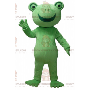 Costume mascotte BIGGYMONKEY™ rana verde molto sorridente -