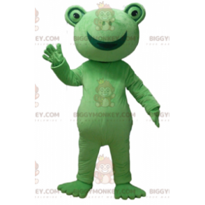 Disfraz de mascota BIGGYMONKEY™ de rana verde muy sonriente -