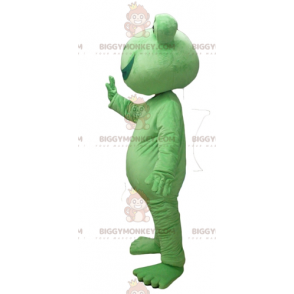 Disfraz de mascota BIGGYMONKEY™ de rana verde muy sonriente -