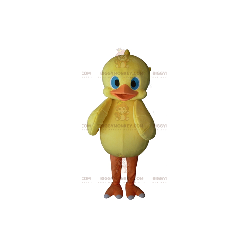 Costume de mascotte BIGGYMONKEY™ de poussin jaune et orange aux