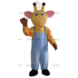 Costume de mascotte BIGGYMONKEY™ de girafe jaune orange et rose