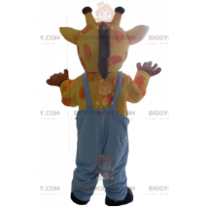 BIGGYMONKEY™ mascottekostuum geeloranje roze giraf in overall -