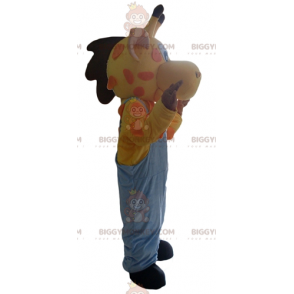 BIGGYMONKEY™ Maskotkostume Gul Orange Pink Giraffe i overalls -