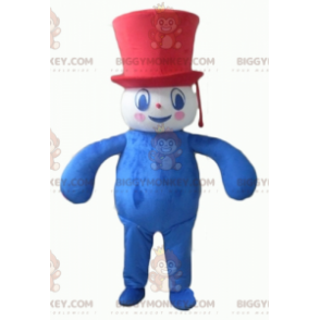 BIGGYMONKEY™ Plump Rot Weiß Blau Schneemann Maskottchen Kostüm