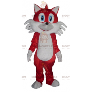 BIGGYMONKEY™ Blauäugiges rot-weißes Fuchs-Maskottchen-Kostüm -