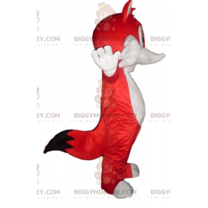 BIGGYMONKEY™ Blauäugiges rot-weißes Fuchs-Maskottchen-Kostüm -