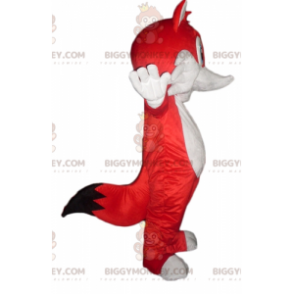 BIGGYMONKEY™ Blauäugiges rot-weißes Fuchs-Maskottchen-Kostüm -