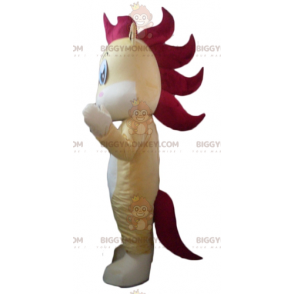 BIGGYMONKEY™ Little Horse Yellow White Red Foal Mascot Costume