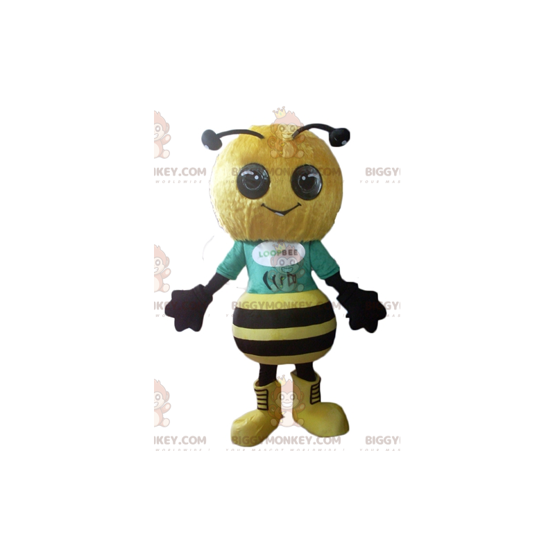 Costume de mascotte BIGGYMONKEY™ d'abeille jaune et noire très