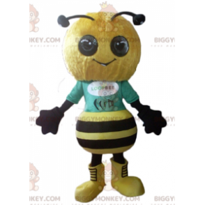 Costume de mascotte BIGGYMONKEY™ d'abeille jaune et noire très