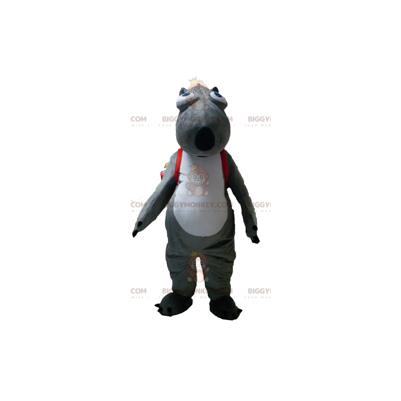 BIGGYMONKEY™ Costume mascotte castoro animale grigio e bianco