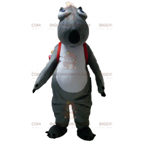 BIGGYMONKEY™ Costume mascotte castoro animale grigio e bianco