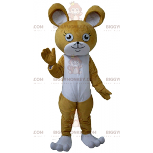 Bruin en wit konijn muis BIGGYMONKEY™ mascotte kostuum -