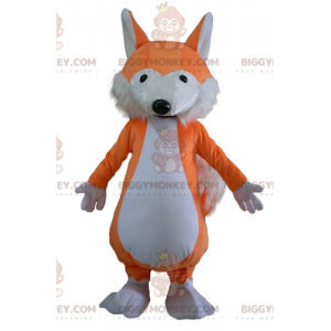 Traje de mascote BIGGYMONKEY™ macio e peludo laranja e raposa