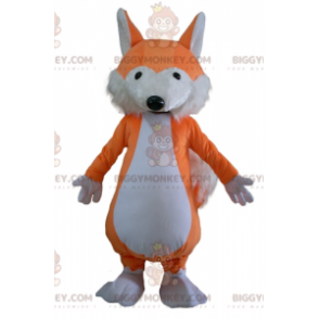 Disfraz de mascota de zorro naranja y blanco suave y peludo