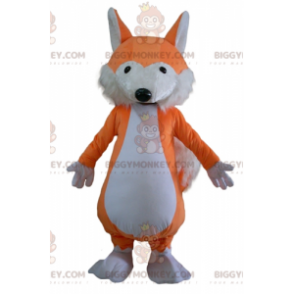 Traje de mascote BIGGYMONKEY™ macio e peludo laranja e raposa