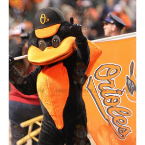 Costume da mascotte corvo nero e arancione BIGGYMONKEY™ -
