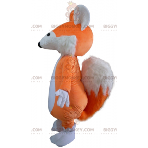 Disfraz de mascota de zorro naranja y blanco suave y peludo