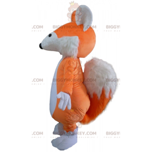 Traje de mascote BIGGYMONKEY™ macio e peludo laranja e raposa