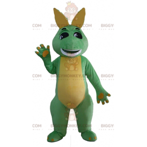 BIGGYMONKEY™ Groene en gele draak dinosaurus mascotte kostuum -